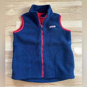 Girls Vineyard Vines Blue Fleece Vest with Red Accents Size 7-8